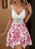 New Hollow Ruffled V-neck Splicing Suspender Dress